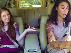 A Sexy Milf Seduces A Younger Chick And Fucks Her In The Car